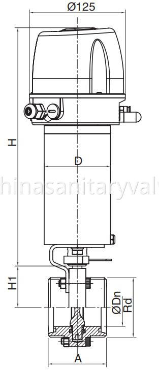 DIN Sanitary Intelligent Pneumatic Butterfly Valve Male end 